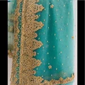 Saree Net Turquoise Saree
Heavy Zari work